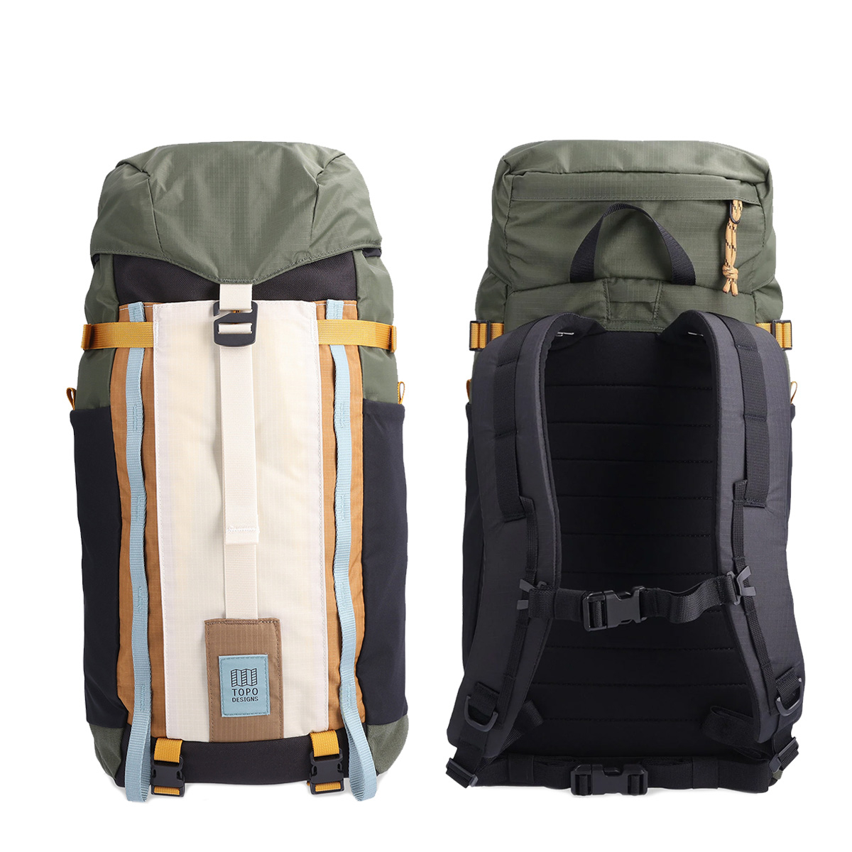 Topo Designs Mountain Pack 16L Bone White/Olive, front and back