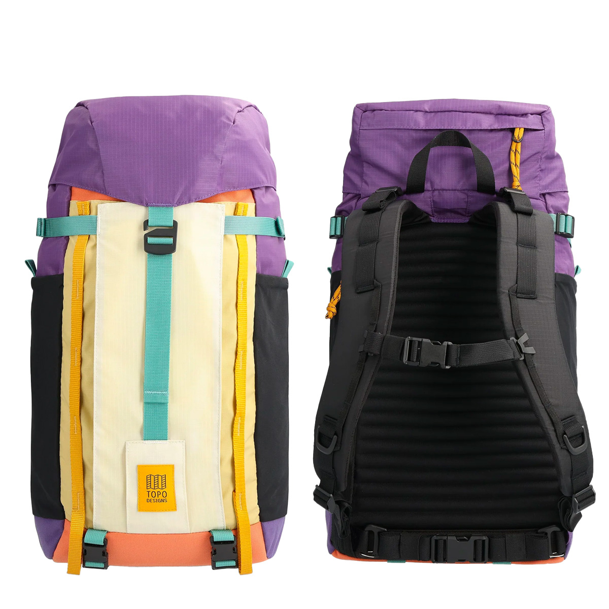 Topo Designs Mountain Pack 16L Loganberry/Bone White, front and back