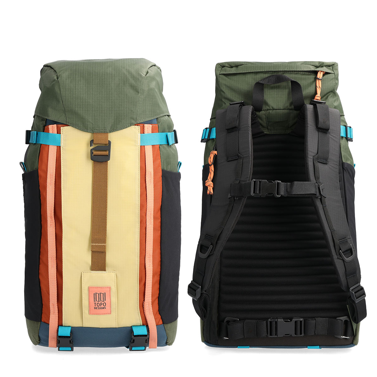 Topo Designs Mountain Pack 16L Olive/Hemp, front and back