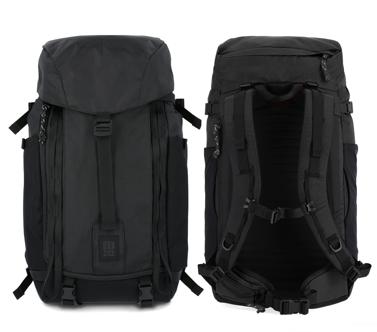 Topo Designs Mountain Pack 28L Black, front and back