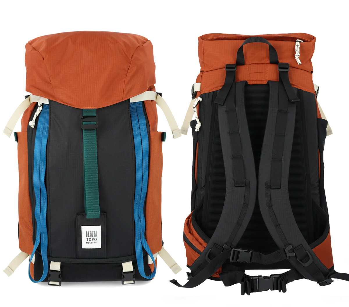 Topo Designs Mountain Pack 28L Clay/Black, front and back