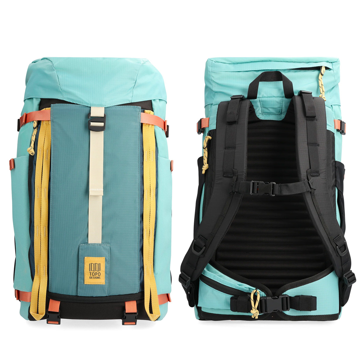 Topo Designs Mountain Pack 28L Geode Green/Sea Pine, front and back
