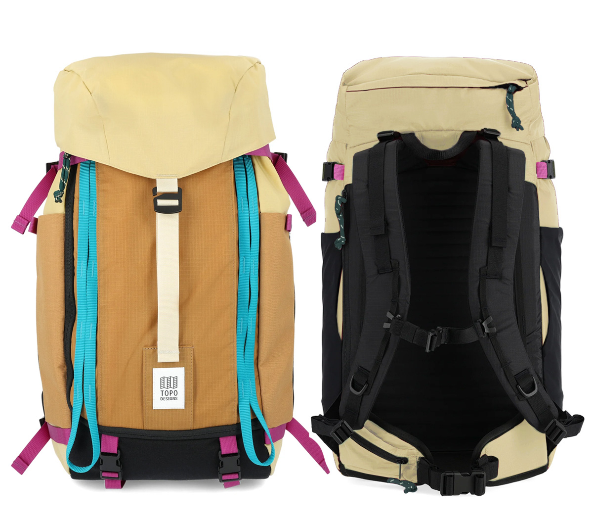 Topo Designs Mountain Pack 28L Hemp/Bone Brown, front and back