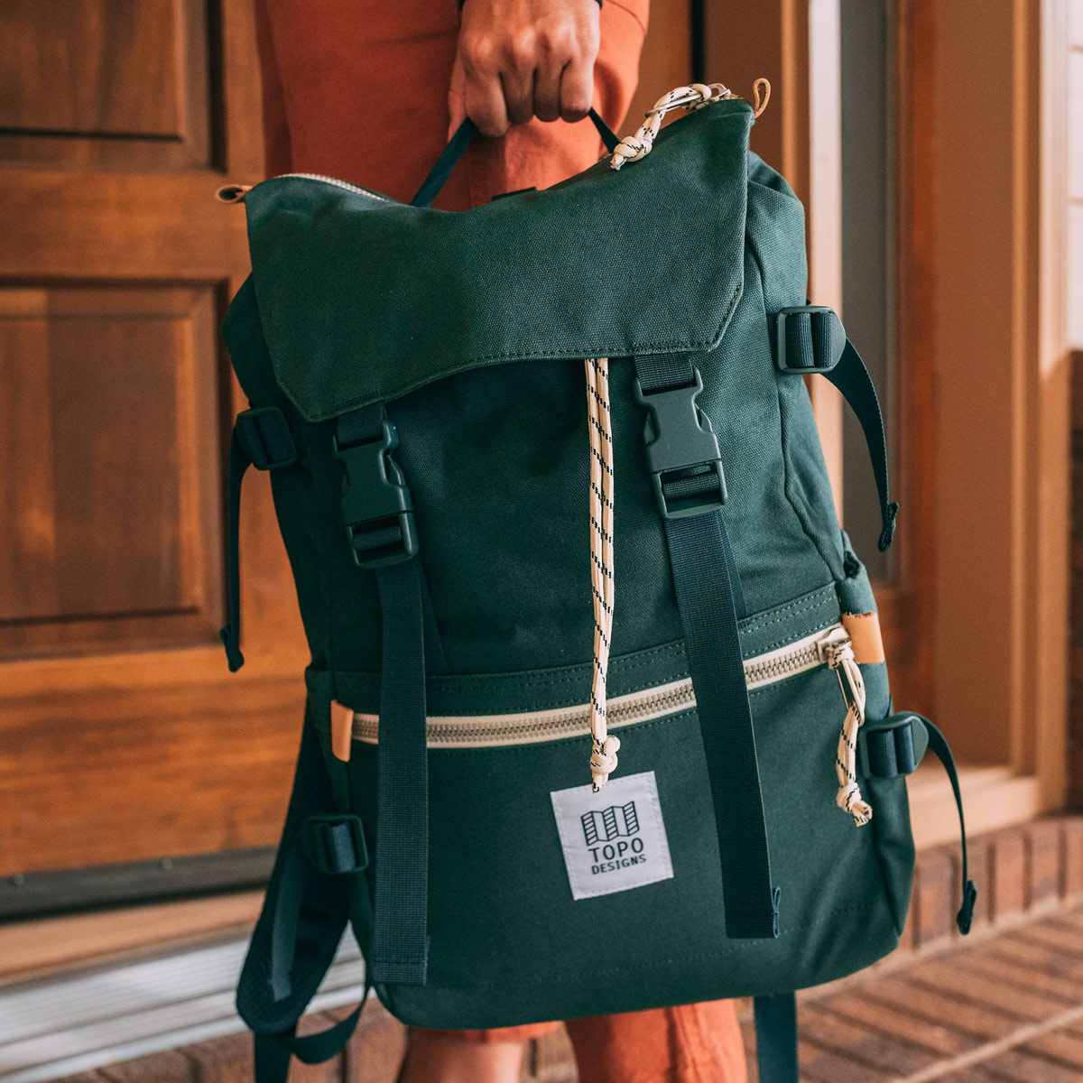 Topo Designs Rover Pack Canvas Forest, Mountain-inspired durability meets city-ready styling in the Rover Pack Canvas