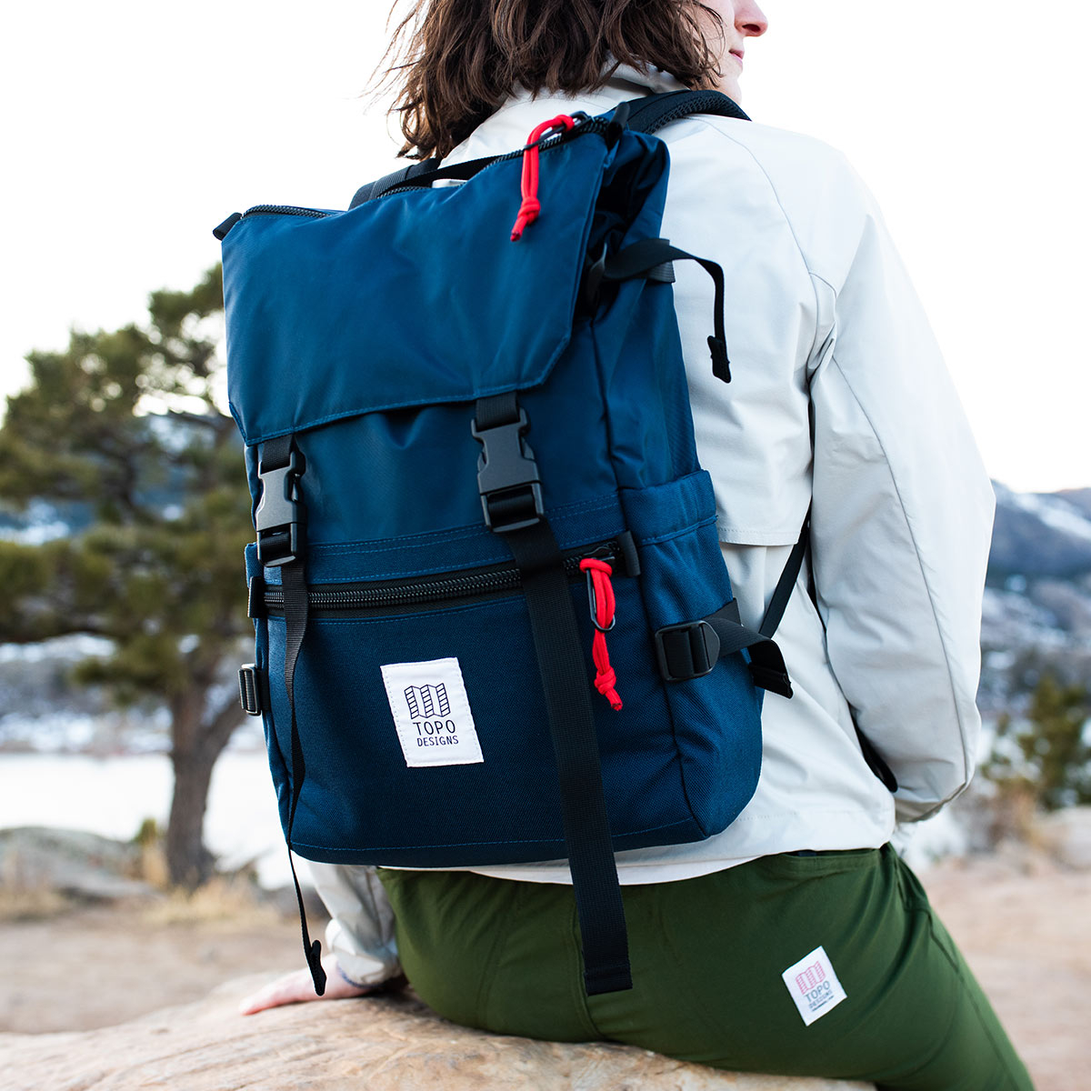 Topo Designs Rover Pack Classic Navy backpack with timeless styling and durable build with great functionality
