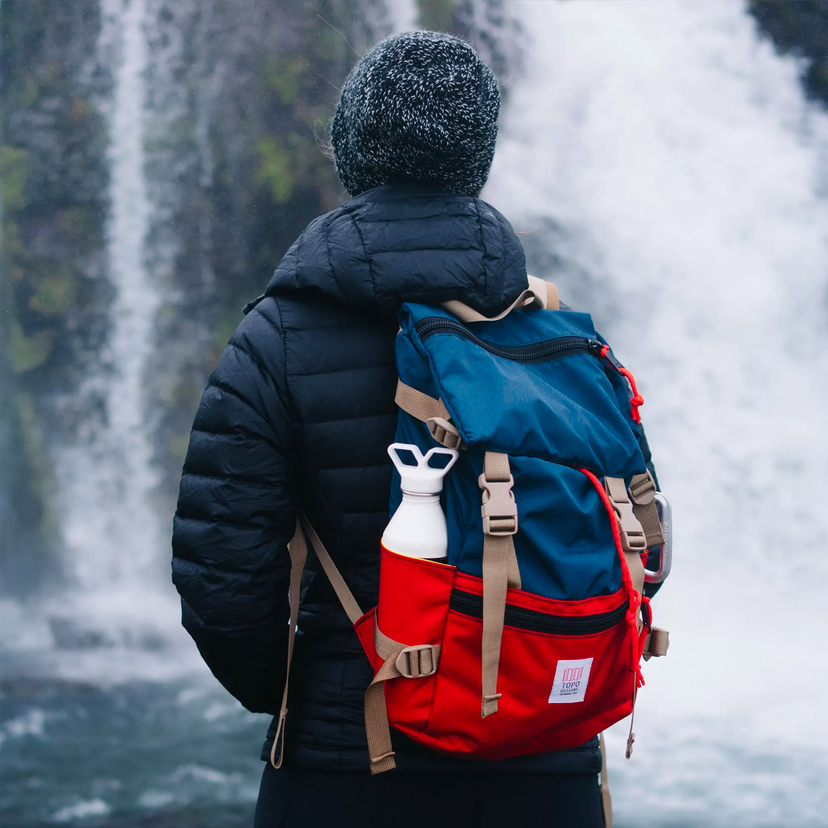 Topo Designs Rover Pack Classic Navy/Red, durable, lightweight and water-resistant pack for daily use
