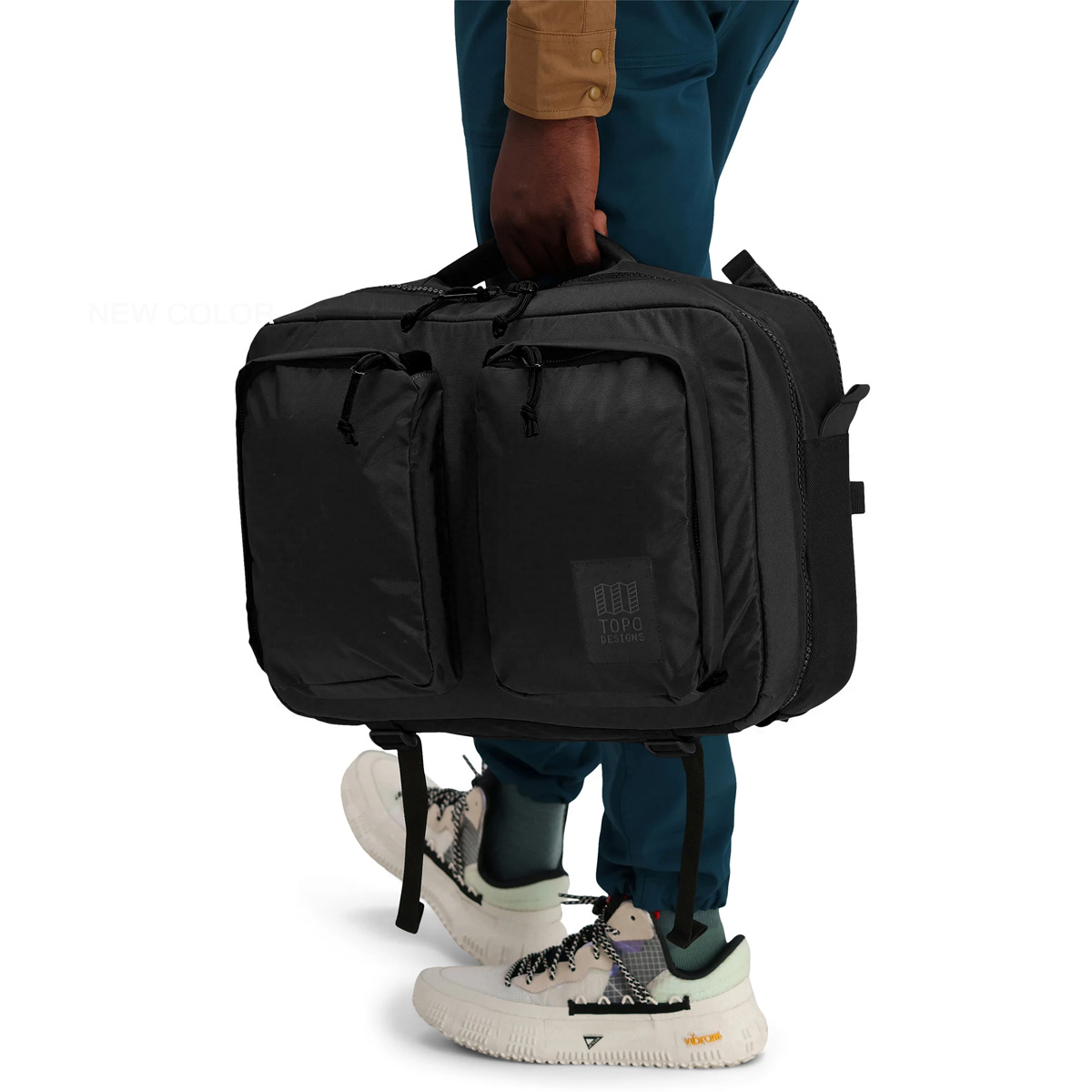 Topo Designs Global Briefcase Black, carrying in hand