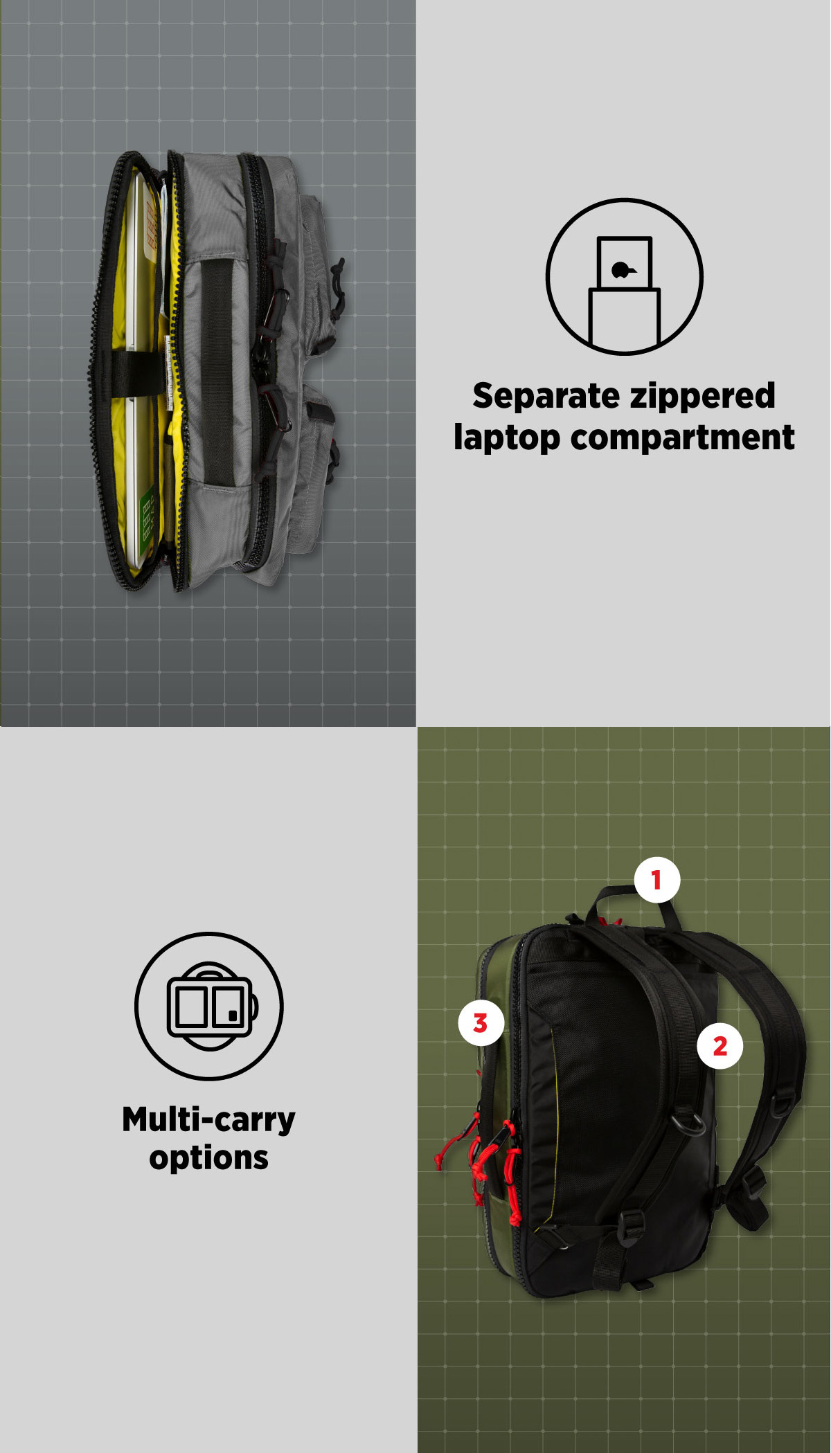 Topo Designs Global Briefcase Multi-Carry Options