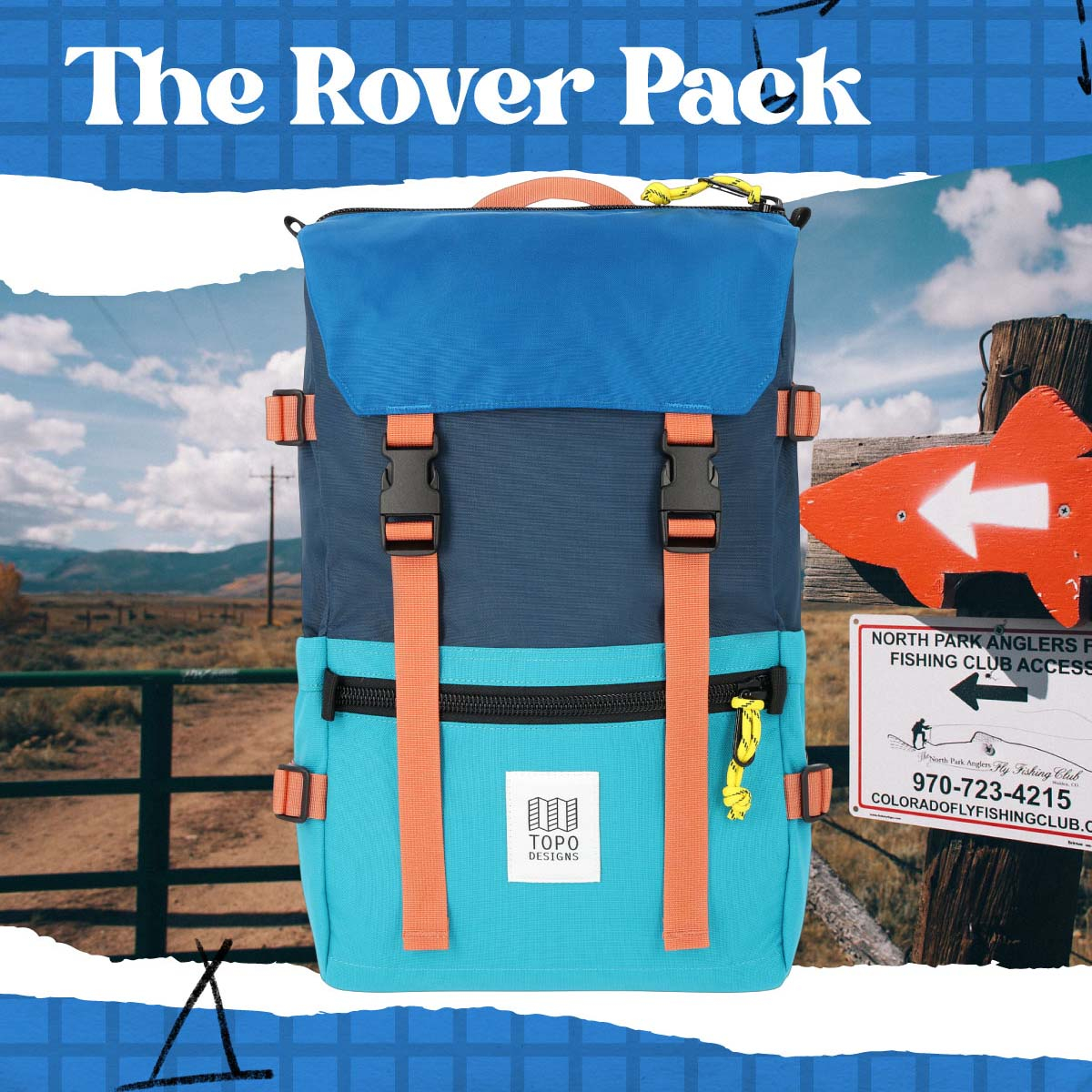 Topo Designs Rover Pack Classic Tile Blue/Pond Blue, timeless backpack with great functionalities