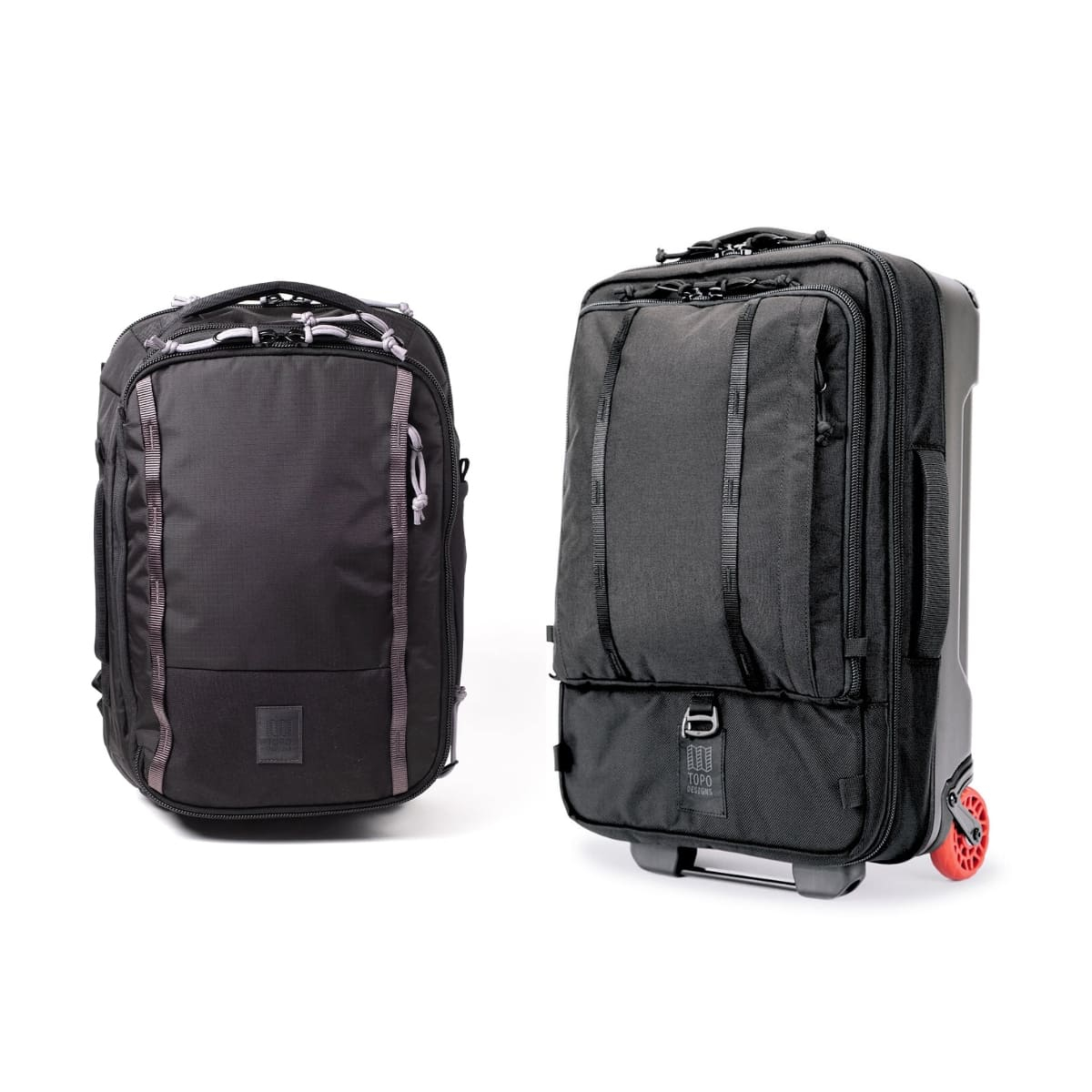 Topo Designs Global Travel Backpack Black, combined with other Topo Designs bags.
